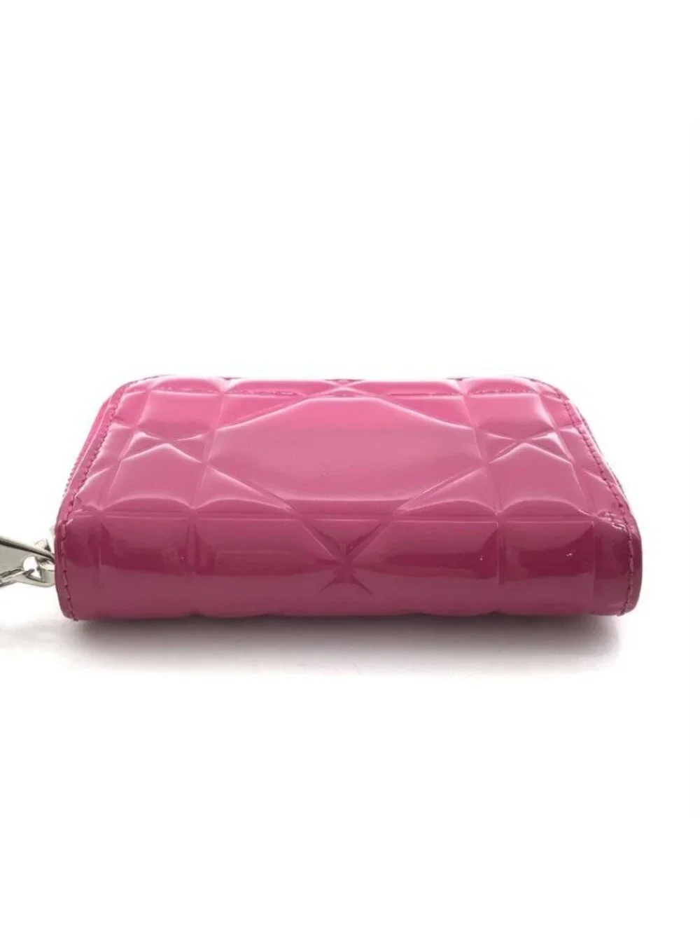 Dior Cannage Enamel Coin Case Wallet Pink